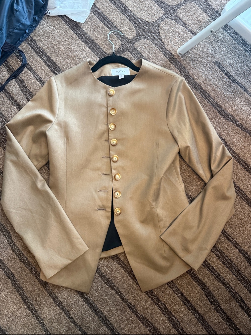 Sloan Silk-Look Golden Button Front Jacket